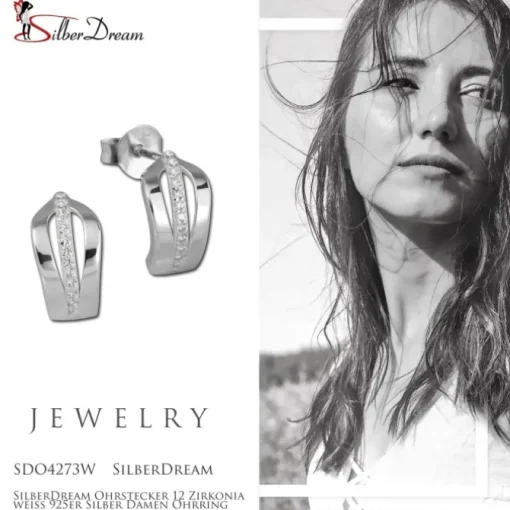SilberDream Ohrstecker 12 Zirkonia weiß 925er Silber Damen Ohrring SDO4273W