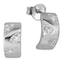 SilberDream Ohrstecker Blätter Zirkonia weiß 925 Silber Damen Ohrring SDO4274W