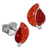 SilberDream Ohrstecker Blatt orange 925er Glitzer Kristalle GSO602O