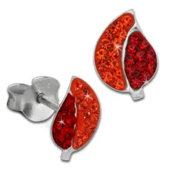 SilberDream Ohrstecker Blatt orange 925er Glitzer Kristalle GSO602O