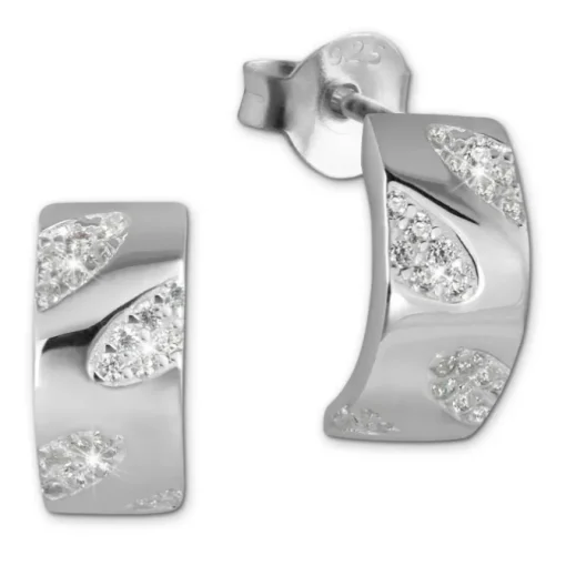SilberDream Ohrstecker Blätter Zirkonia weiß 925 Silber Damen Ohrring SDO4274W