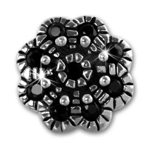 SilberDream Ohrstecker Blume Zirkonia schwarz 925er Silber Damen SDO8519S