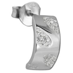 SilberDream Ohrstecker Blätter Zirkonia weiß 925 Silber Damen Ohrring SDO4274W