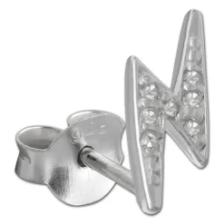 SilberDream Ohrstecker Blitz Zirkonia weiß 925er Silber Ohrring SDO8030W