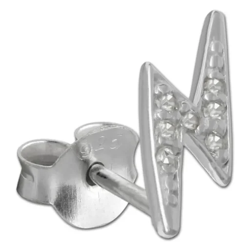 SilberDream Ohrstecker Blitz Zirkonia weiß 925er Silber Ohrring SDO8030W