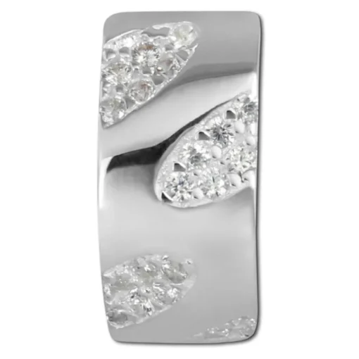 SilberDream Ohrstecker Blätter Zirkonia weiß 925 Silber Damen Ohrring SDO4274W