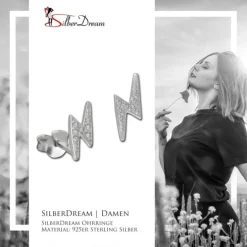 SilberDream Ohrstecker Blitz Zirkonia weiß 925er Silber Ohrring SDO8030W