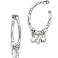 SilberDream Ohrstecker Creole Sterne 925 Sterling Silber Damen SDO6702J