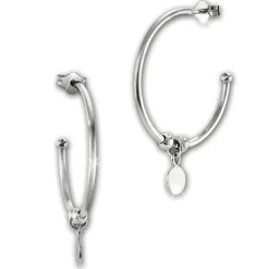 SilberDream Ohrstecker Creole Rund 925 Sterling Silber Damen SDO6701J