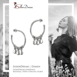 SilberDream Ohrstecker Creole Blättchen 925 Sterling Silber Damen SDO6703J