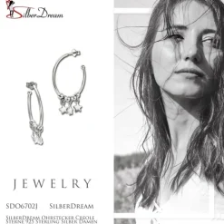 SilberDream Ohrstecker Creole Sterne 925 Sterling Silber Damen SDO6702J