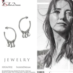 SilberDream Ohrstecker Creole Blättchen 925 Sterling Silber Damen SDO6703J