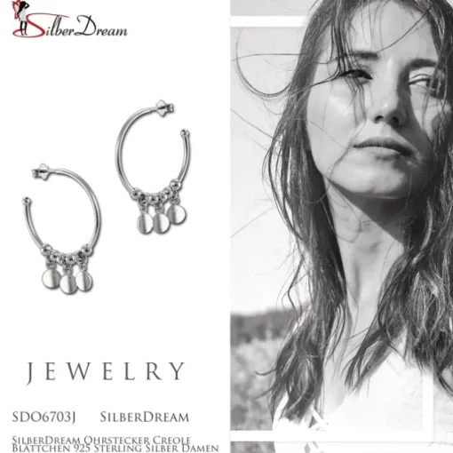 SilberDream Ohrstecker Creole Blättchen 925 Sterling Silber Damen SDO6703J