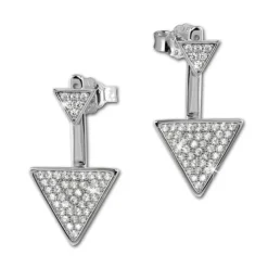 SilberDream Ohrstecker Dangle Ear Cuff Dreieck weiß 925 Silber Ohrringe GSO447W