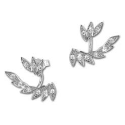 SilberDream Ohrstecker Dangle Ear Cuff Blätter weiß 925 Silber Ohrringe GSO450W