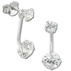 SilberDream Ohrstecker Dangle Zirkonia Rund weiß 925 Silber SDO8511W