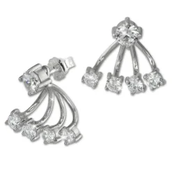 SilberDream Ohrstecker Dangle Ear Cuff Zirkonia rund weiß 925 Silber GSO421W