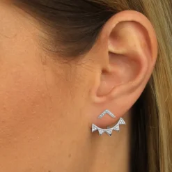SilberDream Ohrstecker Dangle Ear Cuff Dreiecke weiß 925 Silber Ohrringe GSO449W
