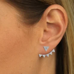 SilberDream Ohrstecker Dangle Ear Cuff Dreiecke weiß 925 Silber Ohrringe GSO446W
