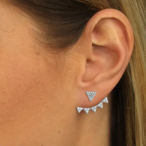 SilberDream Ohrstecker Dangle Ear Cuff Dreiecke weiß 925 Silber Ohrringe GSO446W