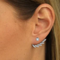SilberDream Ohrstecker Dangle Ear Cuff Zirkonia weiß 925 Silber Ohrringe GSO438W