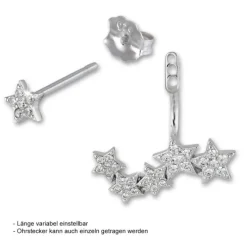 SilberDream Ohrstecker Dangle Ear Cuff Zirkonia Sterne weiß 925 Silber GSO419W