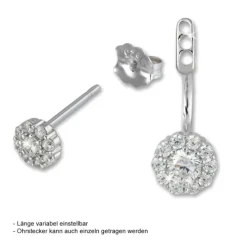 SilberDream Ohrstecker Dangle Ear Cuff Zirkonia Blume weiß 925 Silber GSO420W