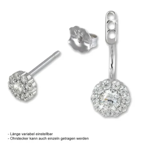 SilberDream Ohrstecker Dangle Ear Cuff Zirkonia Blume weiß 925 Silber GSO420W