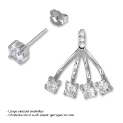 SilberDream Ohrstecker Dangle Ear Cuff Zirkonia rund weiß 925 Silber GSO421W