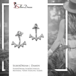 SilberDream Ohrstecker Dangle Ear Cuff Dreiecke weiß 925 Silber Ohrringe GSO449W