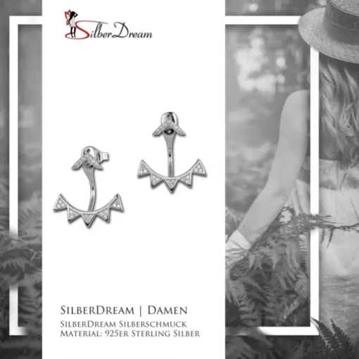 SilberDream Ohrstecker Dangle Ear Cuff Dreiecke weiß 925 Silber Ohrringe GSO449W