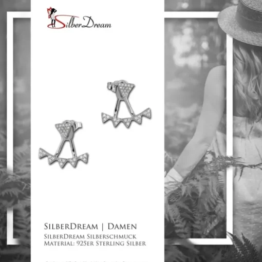 SilberDream Ohrstecker Dangle Ear Cuff Dreiecke weiß 925 Silber Ohrringe GSO446W