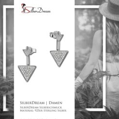 SilberDream Ohrstecker Dangle Ear Cuff Dreieck weiß 925 Silber Ohrringe GSO447W
