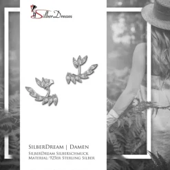 SilberDream Ohrstecker Dangle Ear Cuff Blätter weiß 925 Silber Ohrringe GSO450W