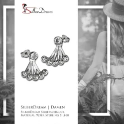 SilberDream Ohrstecker Dangle Ear Cuff Rund Zirkonia 925 Silber Ohrringe GSO500W