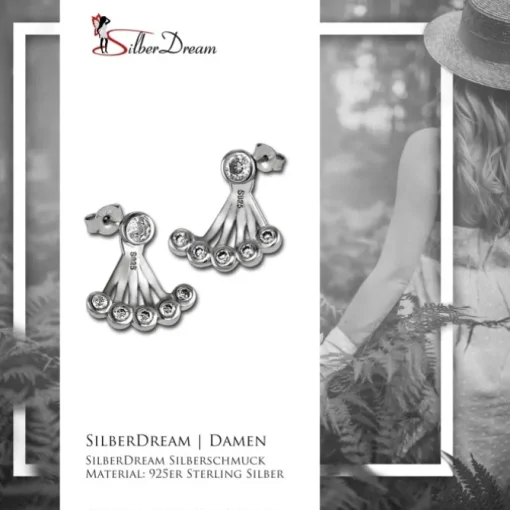 SilberDream Ohrstecker Dangle Ear Cuff Rund Zirkonia 925 Silber Ohrringe GSO500W