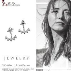 SilberDream Ohrstecker Dangle Ear Cuff Dreiecke weiß 925 Silber Ohrringe GSO449W