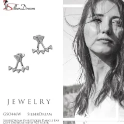 SilberDream Ohrstecker Dangle Ear Cuff Dreiecke weiß 925 Silber Ohrringe GSO446W