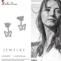 SilberDream Ohrstecker Dangle Ear Cuff Schmetterling 925 Silber Ohrringe GSO448W
