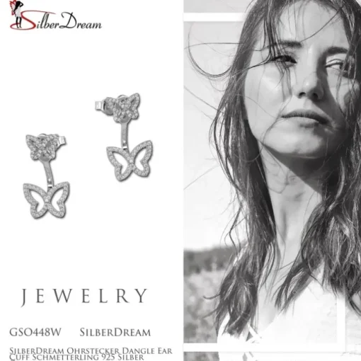 SilberDream Ohrstecker Dangle Ear Cuff Schmetterling 925 Silber Ohrringe GSO448W