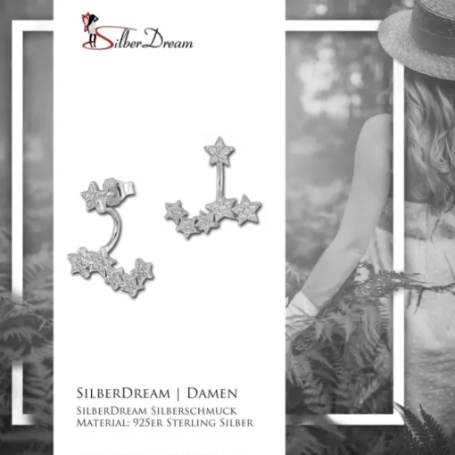 SilberDream Ohrstecker Dangle Ear Cuff Zirkonia Sterne weiß 925 Silber GSO419W
