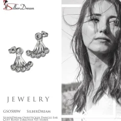 SilberDream Ohrstecker Dangle Ear Cuff Rund Zirkonia 925 Silber Ohrringe GSO500W