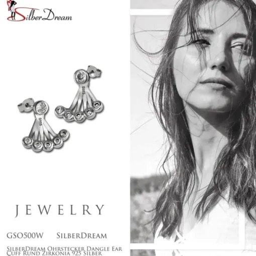SilberDream Ohrstecker Dangle Ear Cuff Rund Zirkonia 925 Silber Ohrringe GSO500W