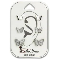 SilberDream Ohrstecker 3er Set Schmetterlinge Zirkonia 925er Ohrring SDS622WJ