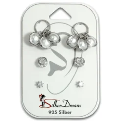 SilberDream Ohrstecker 3er Set Dangle, Stein, Zirkonia 925er Ohrring SDS621WJ