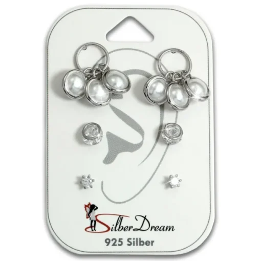 SilberDream Ohrstecker 3er Set Dangle, Stein, Zirkonia 925er Ohrring SDS621WJ