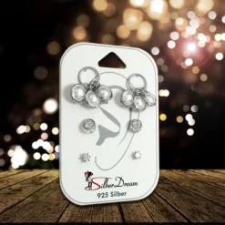 SilberDream Ohrstecker 3er Set Dangle, Stein, Zirkonia 925er Ohrring SDS621WJ