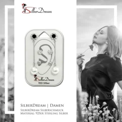 SilberDream Ohrstecker 3er Set Dangle, Blume, Kugel 925er Damen Ohrring SDS617WS