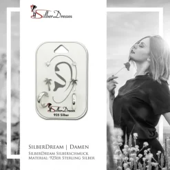 SilberDream Ohrstecker 3er Set Zirkonia, Palme, Creole 925 Ohrring SDS624WJ