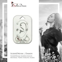 SilberDream Ohrstecker 3er Set Perle, Stein, Dangle 925 Silber Ohrringe SDS608WJ